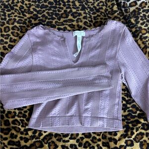 Altar'd State Mauve Lace Trim Top